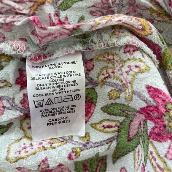 LOFT popover top with long  sleeves and v-back, loose fit, floral - Picture 8 of 8